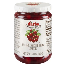 D'Arbo Wild Lingonberry Sauce 14.1 Oz. X 2 Jars with Bonus Gold Stainless Steel Stirring/Spreader Spoon (3-Pc Set)