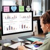 Black Monitor Memo Board Top Mount,18" Monitor Sticky Note Holder,Sticky