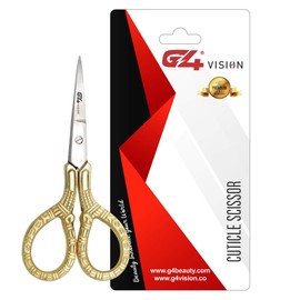 G4 Vision Cuticle Scissors Eye Brow Scissor Manicure Pedicure Grooming Nail Trimming Gold (4 inch)