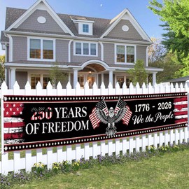 250 Anniversary USA Banner Decorations - We the People Patriotic 4th of July Hanging Banner Decor Black, 250 Years of Freedom Party Supplies for Independence Day Indoor and Outdoor 118.1x19.6 Inch