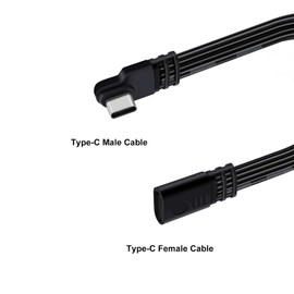 HuaLiSiJi USB C 90 Grad Verlängerung Ladekabel USB Buchse auf USB C Stecker Datenkabel,Silikon Flachkabel Datenübertragung 480Mbps für Handy, Tablet und Meh (Links und Rechts, 0.5 m)