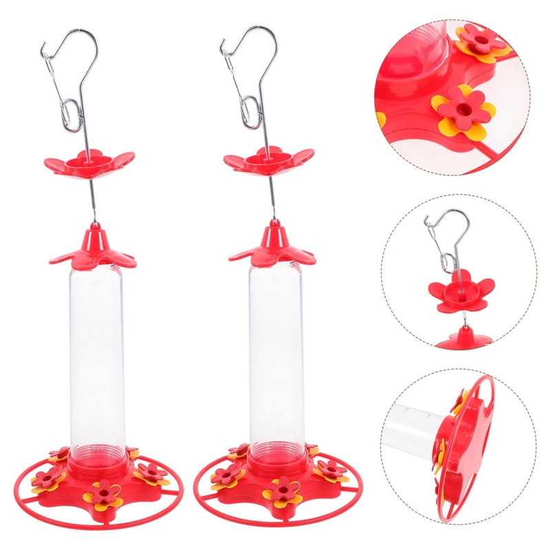 Kisangel 2pcs Hummingbird Feeder Design for Outdoor Garden and Clean