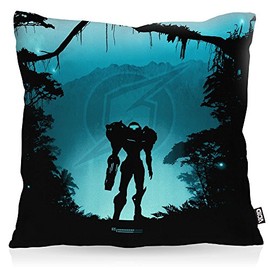 Void Heroic Samus Kapa Cushion Cover Outdoor Indoor Metroid Nes Snes Nerd Gamer Switch, 50 x 50 cm
