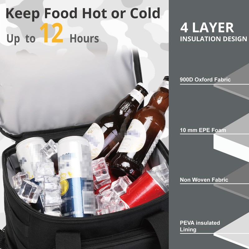 Tactical Backpack Cooler,Lunch Backpacks for Men Work with Handle，Soft Cooler