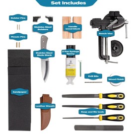 Three Way Cut Knife Making Kit DIY Gift Set for Men - Complete Tools & Accessories to Make Knife, Stainless Steel Blade, Beginners Guide, Gift for Him Husband Boyfriend Dad Handwork Hobbies