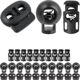 Cord Stopper Set, Three Versions, 1 + 2 Hole, Pack of 30, for up to 4 mm Cords, in Black, Rubber Cord Stopper, Quick Release Shoelaces, Cord Slide, Band Clamp, Tanka, Cord Stopper, 3 Versions Black