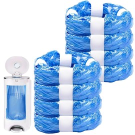 Pack of 8 Refill Film for Nappy Bins, 5 m Reusable Odour-Proof Nappy Bin Refill Bags - Up to 320 Nappies, Compatible with Angelcare/Tommee Tippee/Litter Locker - Blue