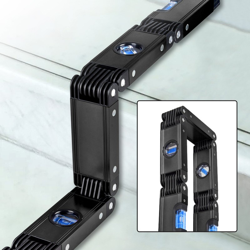 Folding Level Ruler Aluminum Alloy 4 Bubble Multifunction Multi Angle