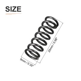 DTGN 1.2x9x25mm(DxODxL) Compression Spring - 20Pack - Good for Machinery - Spring Steel Extension Spring - Black