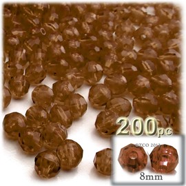 200pc Faceted Plastic Transparent Beads Round 8mm Light Blue Beads