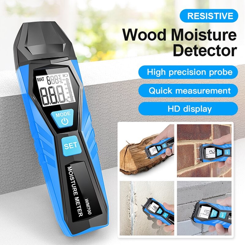 Handheld Moisture Meter LCD Display Digital Moisture Tester for Wood