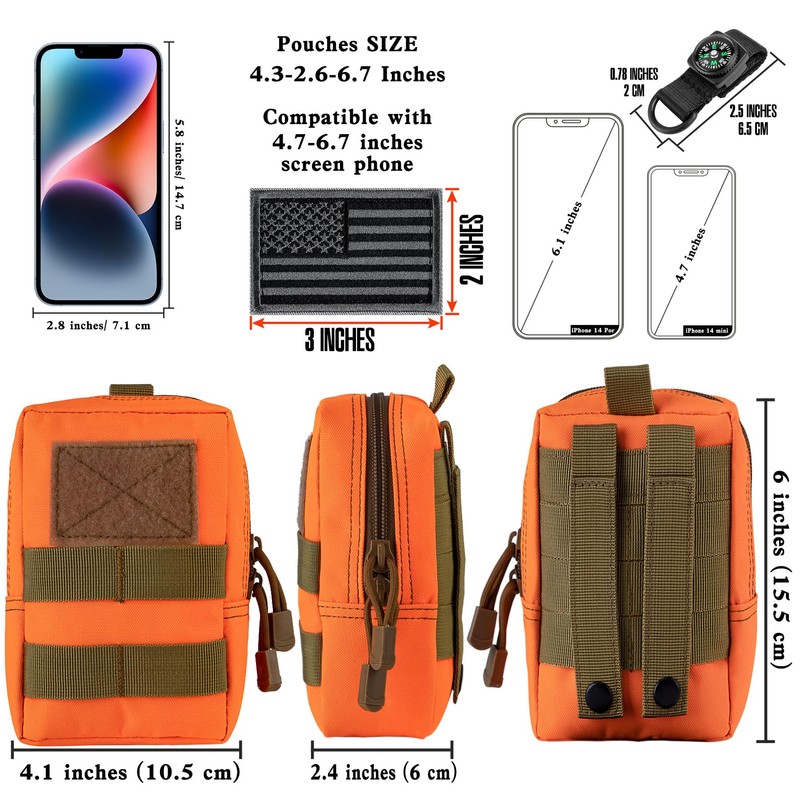 bvya 2 Pack Tactical Molle Pouch Multi-Purpose Compact Waist Pack