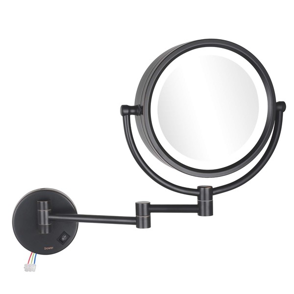 DOWRY Makeup Mirror Wall Mount Lighted with 10X Magnification, Direct Wire,8Inch Cordless Not Batteries Operated, Oil Rubbed Bronze