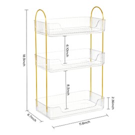 HBlife 3 Tier Bathroom Organizer Countertop, Makeup Organizer Perfume Tray Skincare Organizer for Bathroom, Dresser, Vanity, Clear