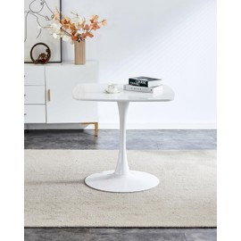 Nevoc Square Dining Table, Special Tulip Kitchen Table with Sturdy Pedestal Base, Modern Tulip Design & Metal Leg, Coffee Table for 2-4 People Small Spaces Living Room (White, 31.5 * 28.74)