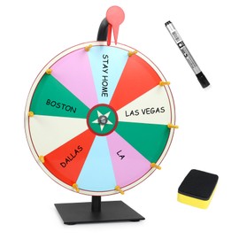 seemee 12 Inch Prize Wheel Spinner, 10 Slots Tabletop Spinner with Sturdy Base, Fortune Wheel Spinner with Marker Pen & Eraser