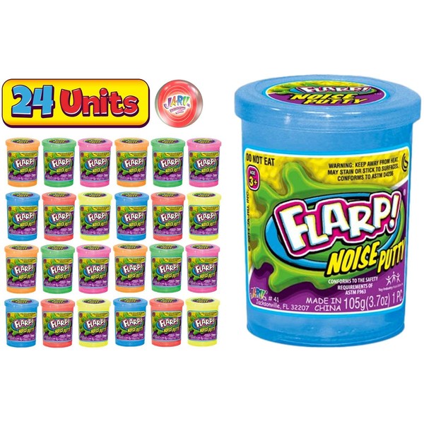 JA-RU Flarp Noise Putty Scented (24 Pack Assorted) Squishy Sensory Toys for Easter, ADHD Autism Stress Toy, Great Party Favors Fidget for Kids and Adults Boys & Girls. Plus 1 Bouncy Ball 10041-24p