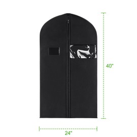 KEEGH Garment Bag for Storage, Pack of 20, Suit Protective Cover, 100 cm, Suit Bag, Black, 60 x 100 cm, Non-Woven Fabric, for Garment Cover, Suit Bag, Evening Dress, Wedding Dress, Garment Bag, Suit