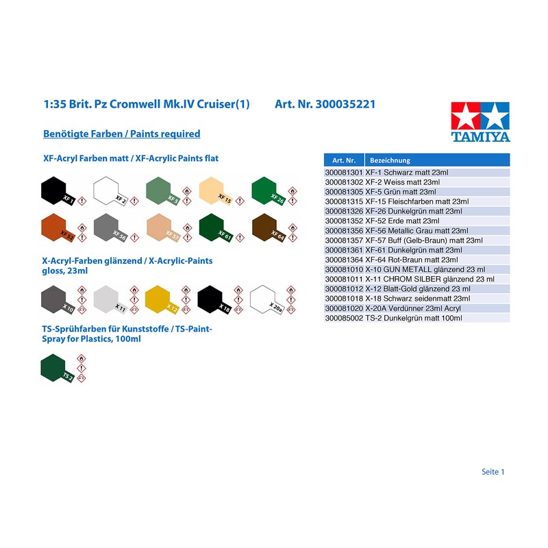 Tamiya 300035221 1:35 WWII British Cromwell Mk. IV Cruiser (1) Tank