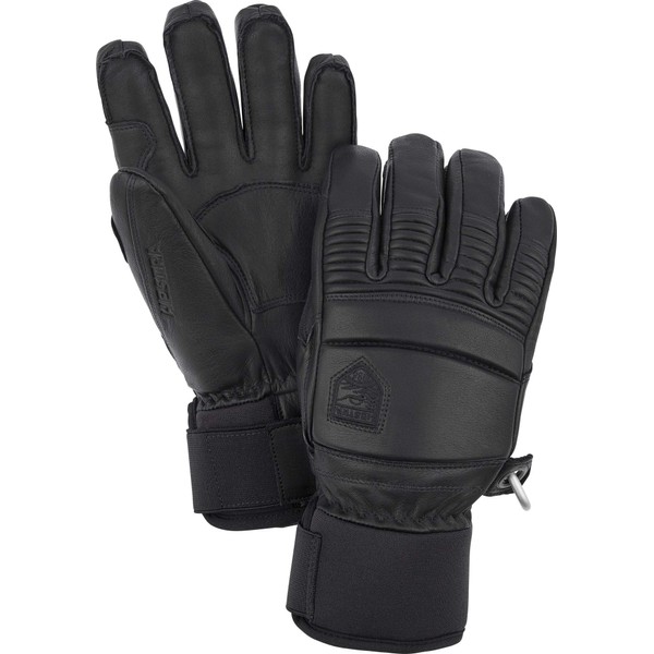 Hestra Leather Fall Line - Short Freeride 5-Finger Snow Glove with Superior Grip for Skiing, Snowboarding and Mountaineering - Black - 6