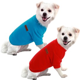 HuaLiSiJi Dog Jumper Dog Hoodie Puppy Fleece Jumper Chihuahua Clothes, Elasticity Softness Comfort and Warmth Easy to Take On and Off, Colour Vibrant (Blue+Red, L)