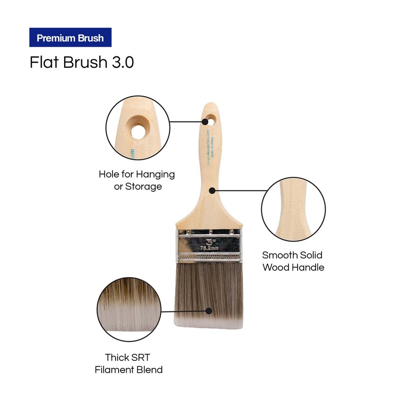 Pro Grade - Paint Brushes - 2Ea 3" Flat Brushes