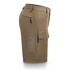 Hiauspor Men's Hiking Cargo Shorts 9"/10" Quick Dry Lightweight Waterproof for Golf Tactical Fishing Casual with 6 Pockets (Khaki, 36)
