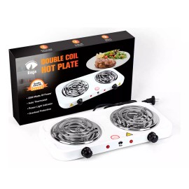 Raganet Parrilla Eléctrica 2 Quemadores Acero Inoxidable 2000w Color Blanco