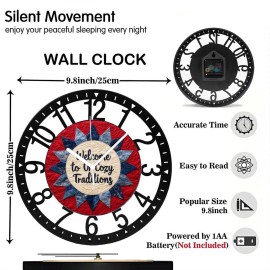 25cm Retro Iron Round Clock for Kitchen Living Room Decorsheet size: 10 inch, color: Black