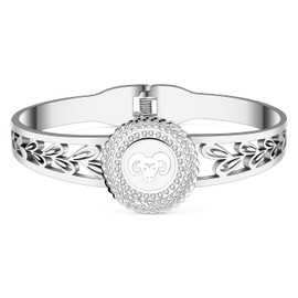 NEWEI Cute 12 Zodiac Sign Bracelet 18k Gold Stainless Steel Astrology Bracelets Bangle for Women Teenager Girls Charms Birthday Gifts, Stainless Steel, Zircon gemstone.