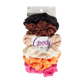 Goody Ouchless Scrunchies for Women, 12 Ct, Assorted Warm Tones, Damage-Free & Secure Hold Ties, Gentle Hair Accessories for Women & Men, All Day Comfort, All Hair Types