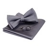 GUSLESON Men's Bow Ties Solid Gray Bow Tie Silk Pre-tied