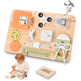 Montessori Busy Board Wooden Sensory Toddler Toys Preschool Educational Learning Activities for Boys & Girls- Birthday Gifts for Kids