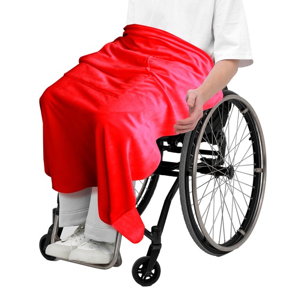 Mebiosi Wheelchair Blanket, Small Lap Blanket with Pouch for Adults,Soft