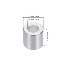 PATIKIL M6 Aluminum Spacers, 12pcs 1/4" x 1/2" Round Metal Spacers for 1/4 or M6 Screw Bolts, Unthreaded Standoff 1/2"L, 6.2x12x12mm