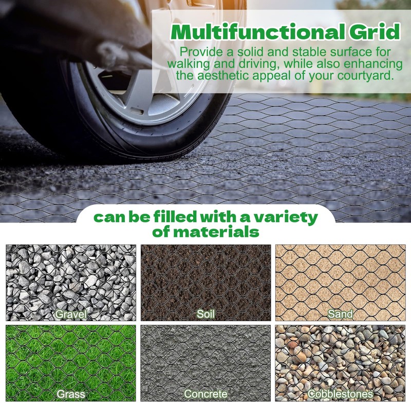 Gravel Ground Grid, 2" Thick Plastic Geo Grid Driveway Stabilizer
