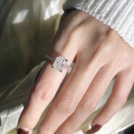 Tianyu Radiant Cut Moissanite Engagement Ring Jewelry GRA Certificate 2ct 3ct Mossanite Gold Plated Silver 925 Rings for WomenColor: 2ct moissanite ring in silver, Ring Size: 5