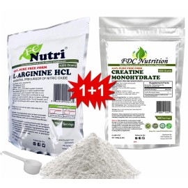 Creatina Monohidrato + Arginina HCL 100 % Polvo Puro 1000 g (2,2 lb) Micronizado p