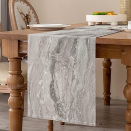 Grey Table Runner Modern Living Room Table Runner Spring Place Mats 40 x 140 cm Stripes Fine Marble Decorative Cloth for Coffee Table, Christmas Parties, Weddings, Events, Dining Table Wedding Linen