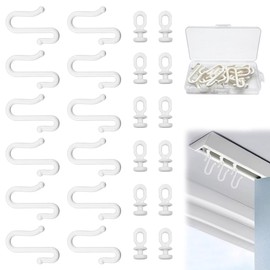 12 Pairs White Shower Curtain Hooks and Gliders Set for Bathroom and Ceiling