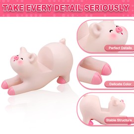 Seninda cute pink pig phone holder cellphone stand home decor office desktop decoration gifts (Shape A)
