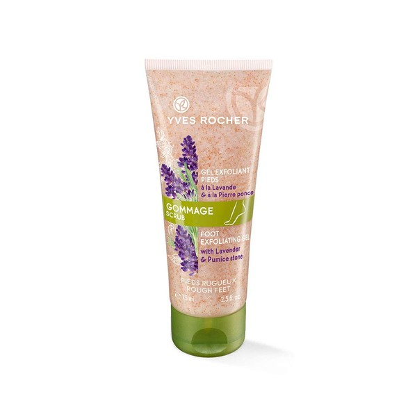 Yves Rocher Plant Care Feet Exfoliating Gel, Foot Care Exfoliating for Calluses, for Delicate and Smooth Feet, with Lavender, 1 x Tube 75 ml