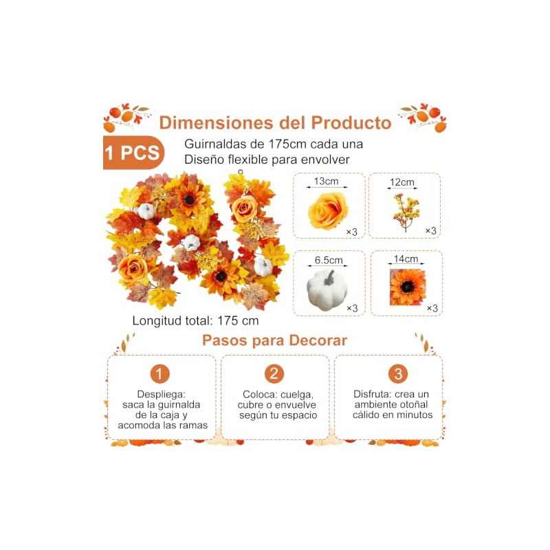 Guirnaldas de otoño,Guirnalda de hojas de arce artificiales, Decoración de