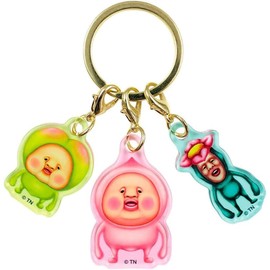 Tees Factory KD-5546163A Kobito Zukan 3 Charm Key Holder, A H1.8 x W1.7 x Depth 0.1 inches (45 x 44 x 3 mm)