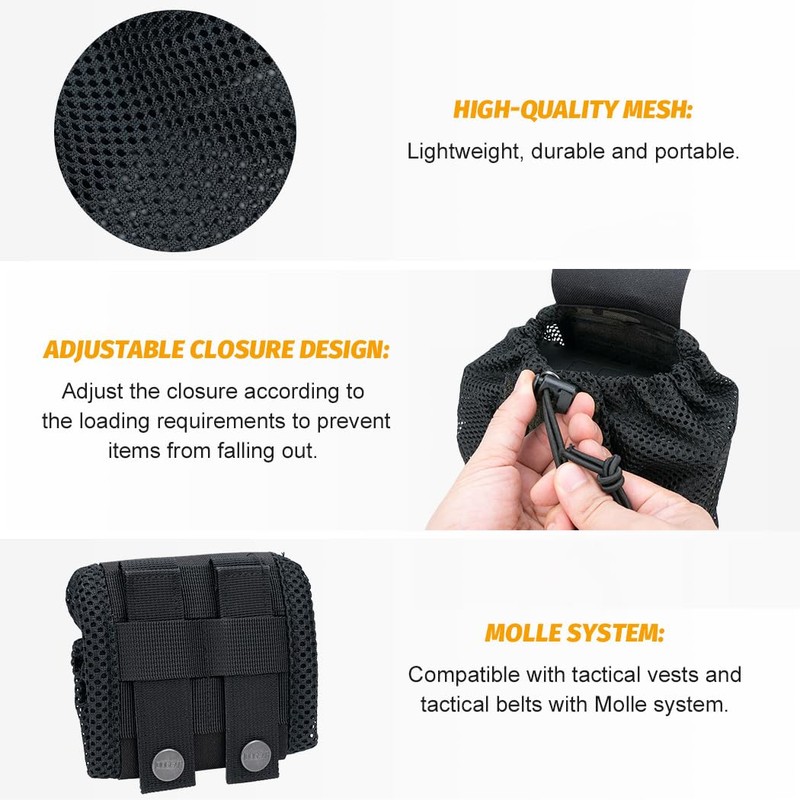 IDOGEAR Tactical Molle Dump Pouch Foldable Mag-Net Drawstring Recycle Pouch