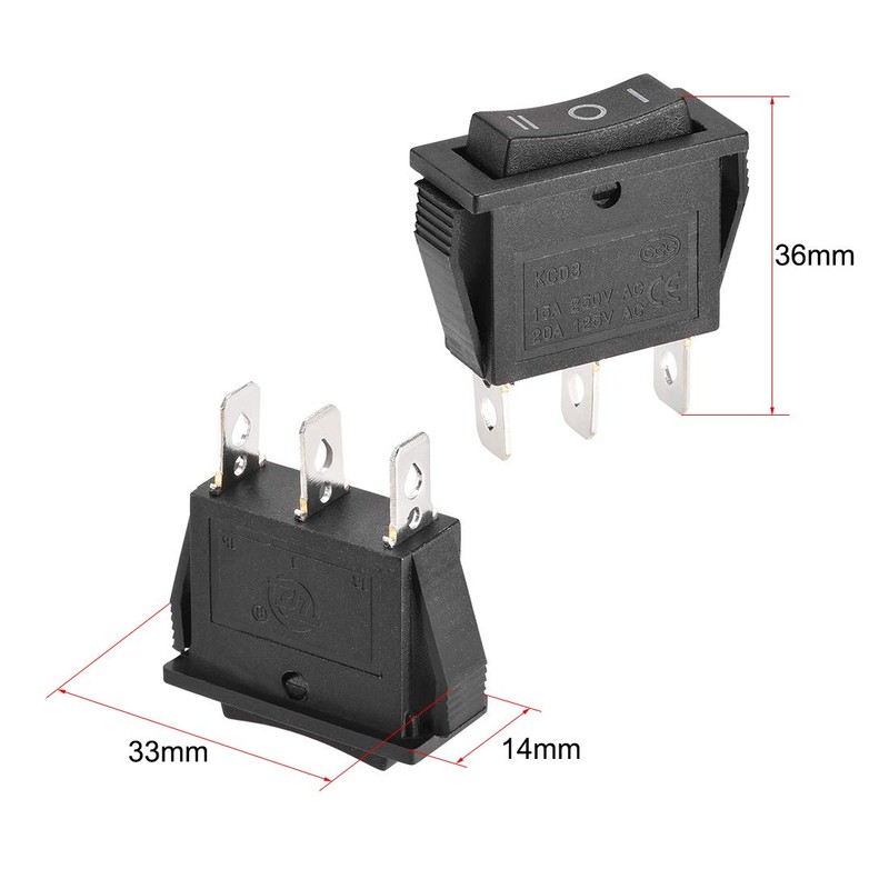 sourcing map SPDT Boat Rocker Switch Black Toggle Switch for