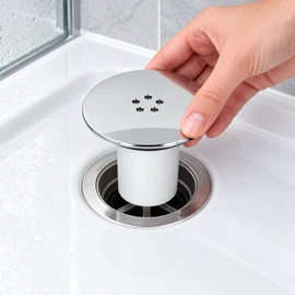Fast Flow Shower Drain Cover with Hair Trap – Replacement Waste Plug for Shower Tray