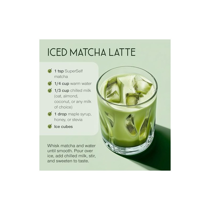 SuperSelf Organic Matcha Powder - Ceremonial Grade 100% Pure
