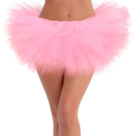 qikqik Light Pink Tutu for Women Adult Pink Tutus for Adult Tutu Skirts for Women Plus Size Tutus Skirts Womens Fairy Costume