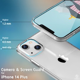 ONES HD Clear Slim Case for iPhone14 Plus · Military Shockproof [ Screen ＆ Lens Protection ][ Non-Slip ] · Qi Charging Sturdy Thin Light Transparent Impact Absorb TPU Protective Soft Cover